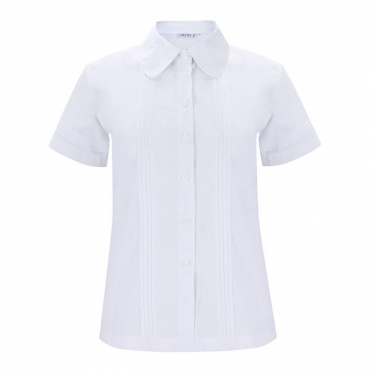 Áo sơ mi nữ học sinh ply nhuyễn diễu dọc nẹp màu trắng 10-12