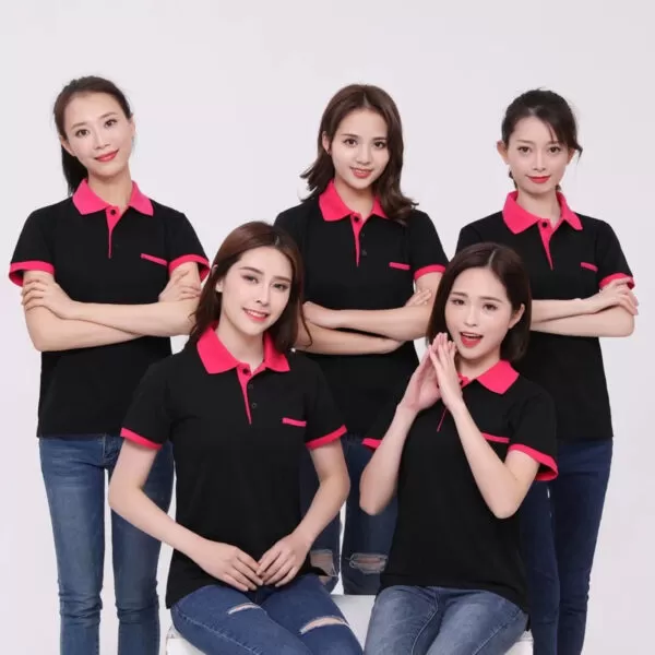 Mẫu Áo Thun Đồng Phục Công Ty TPHCM Đen Phối Hồng