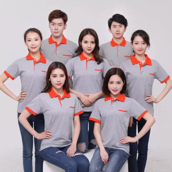 Mẫu Áo Thun Đồng Phục Công Ty Xám Phối Đỏ