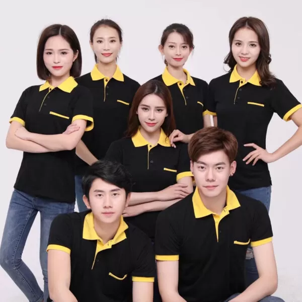 Mẫu Áo Thun Đồng Phục Đen Phối Vàng