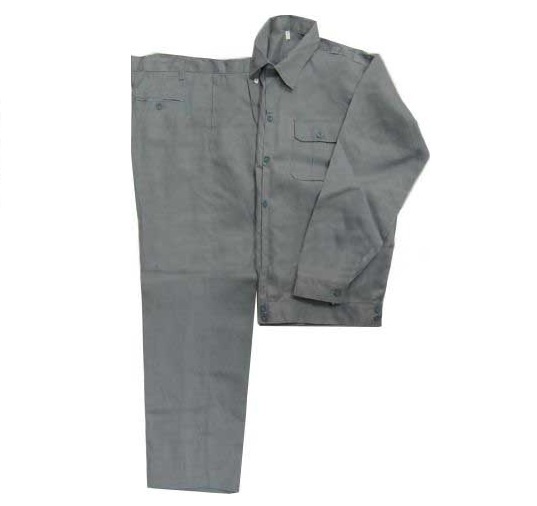 Quần áo bảo hộ vải kaki 100% cotton dày mầu ghi chì